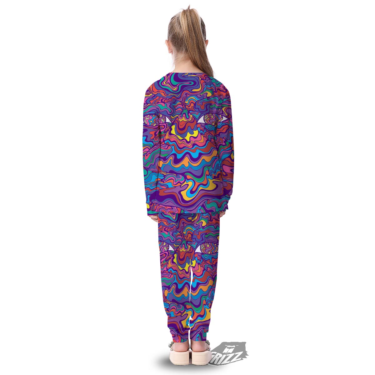 Rave Trippy Print Kid's Pajamas-grizzshop