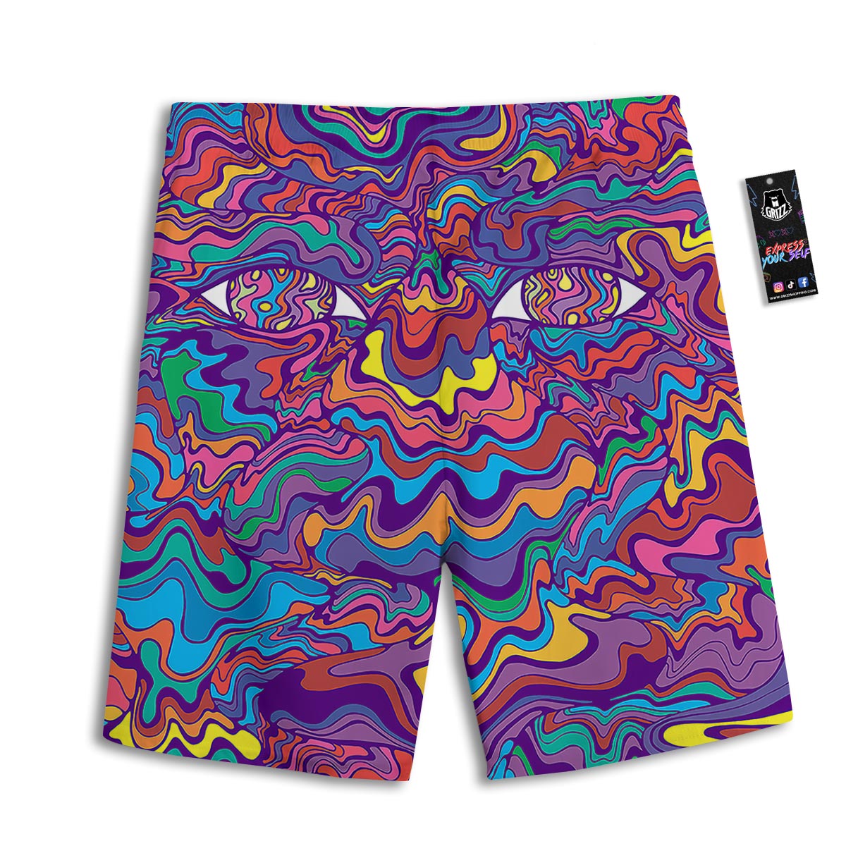 Rave Trippy Print Men's Athletic Shorts