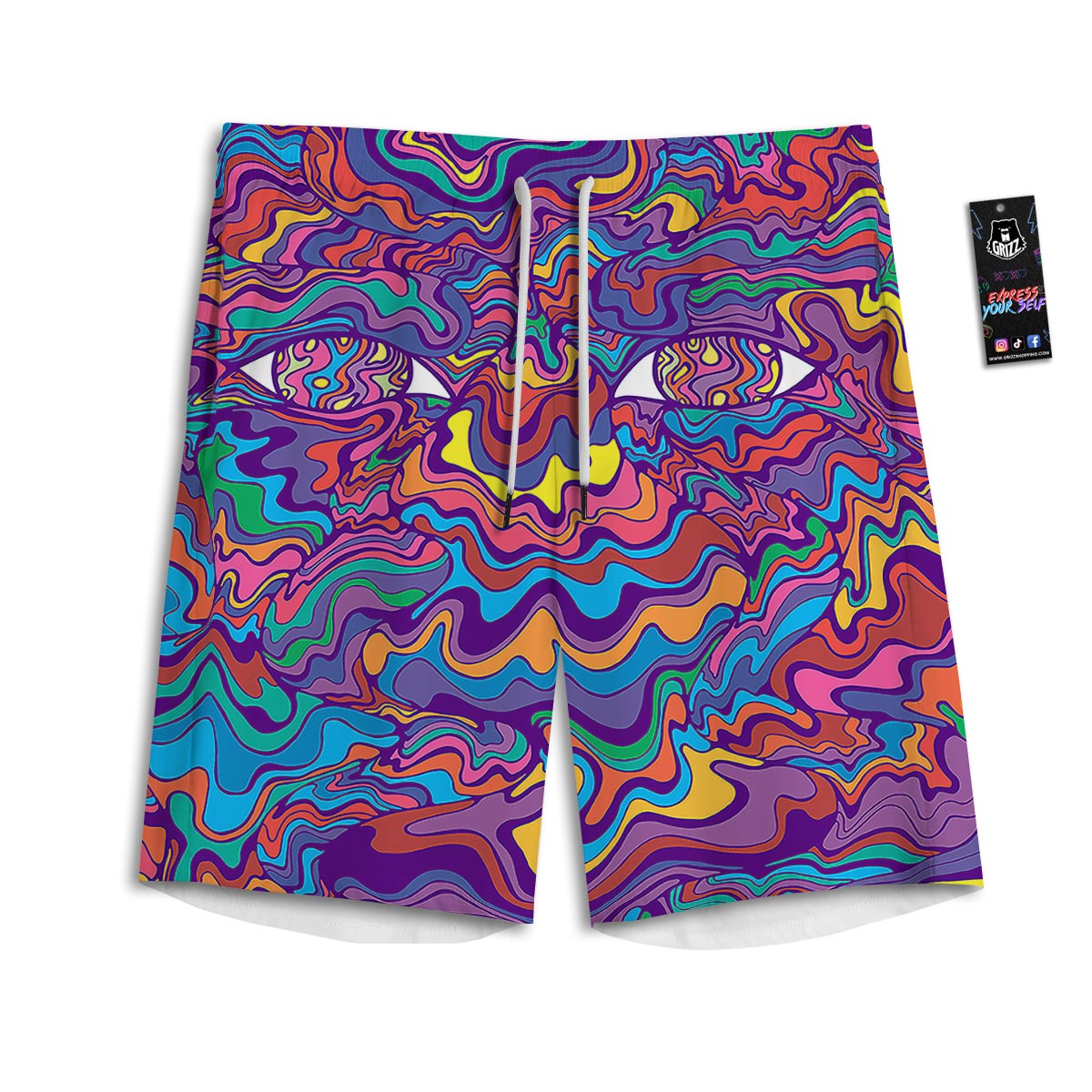 Rave Trippy Print Men's Athletic Shorts