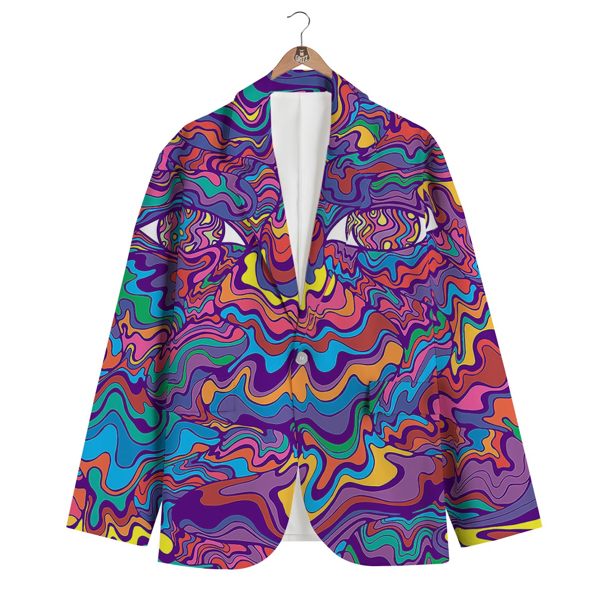 Rave Trippy Print Men's Blazer-grizzshop
