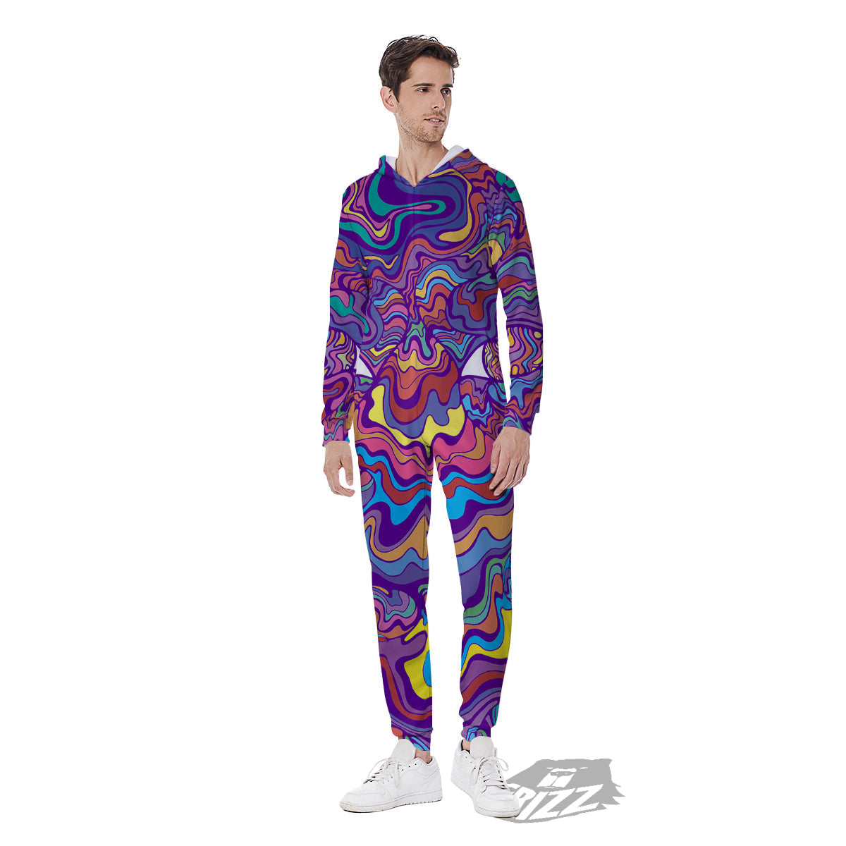 Rave Trippy Print Men's Jumpsuit-grizzshop
