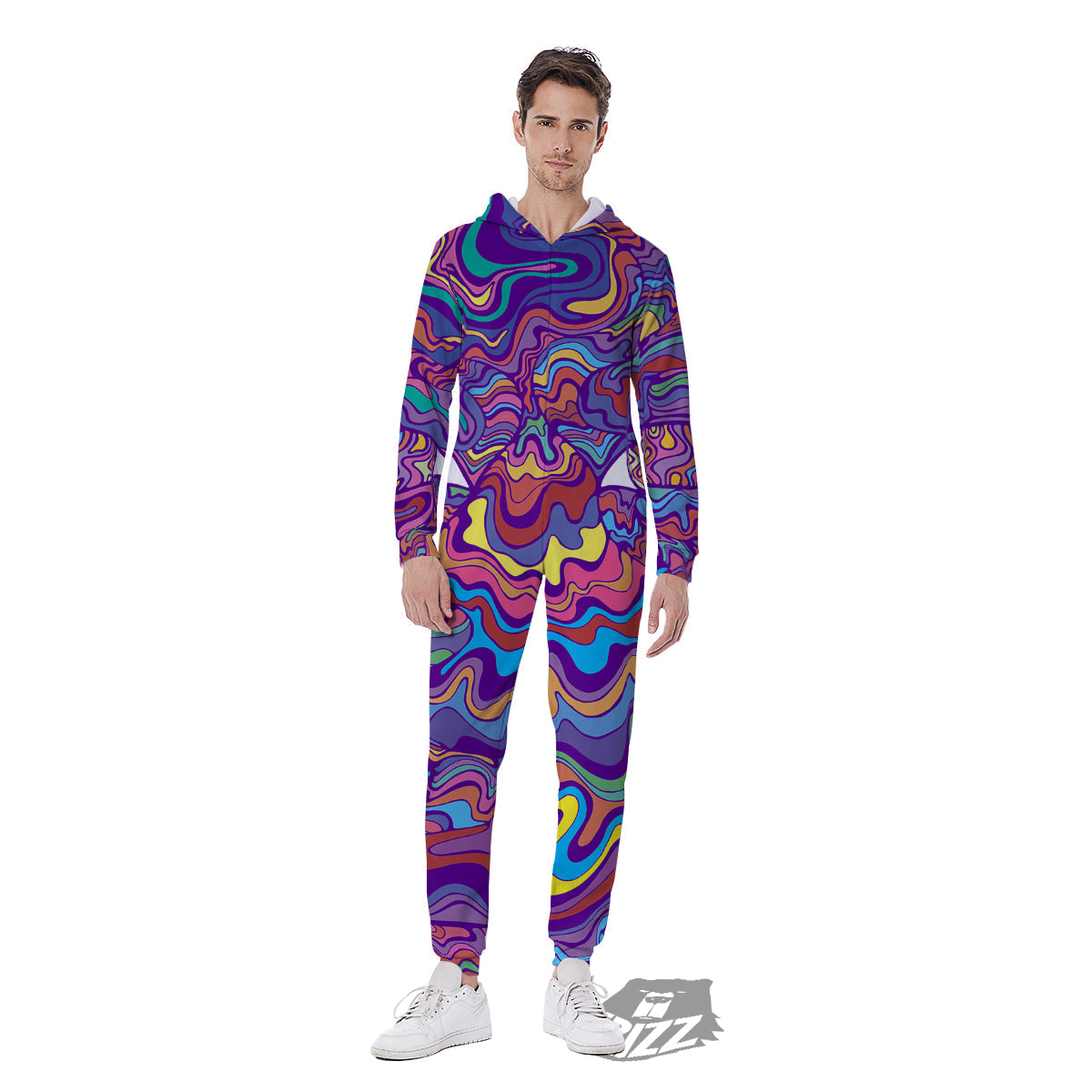 Rave Trippy Print Men's Jumpsuit-grizzshop
