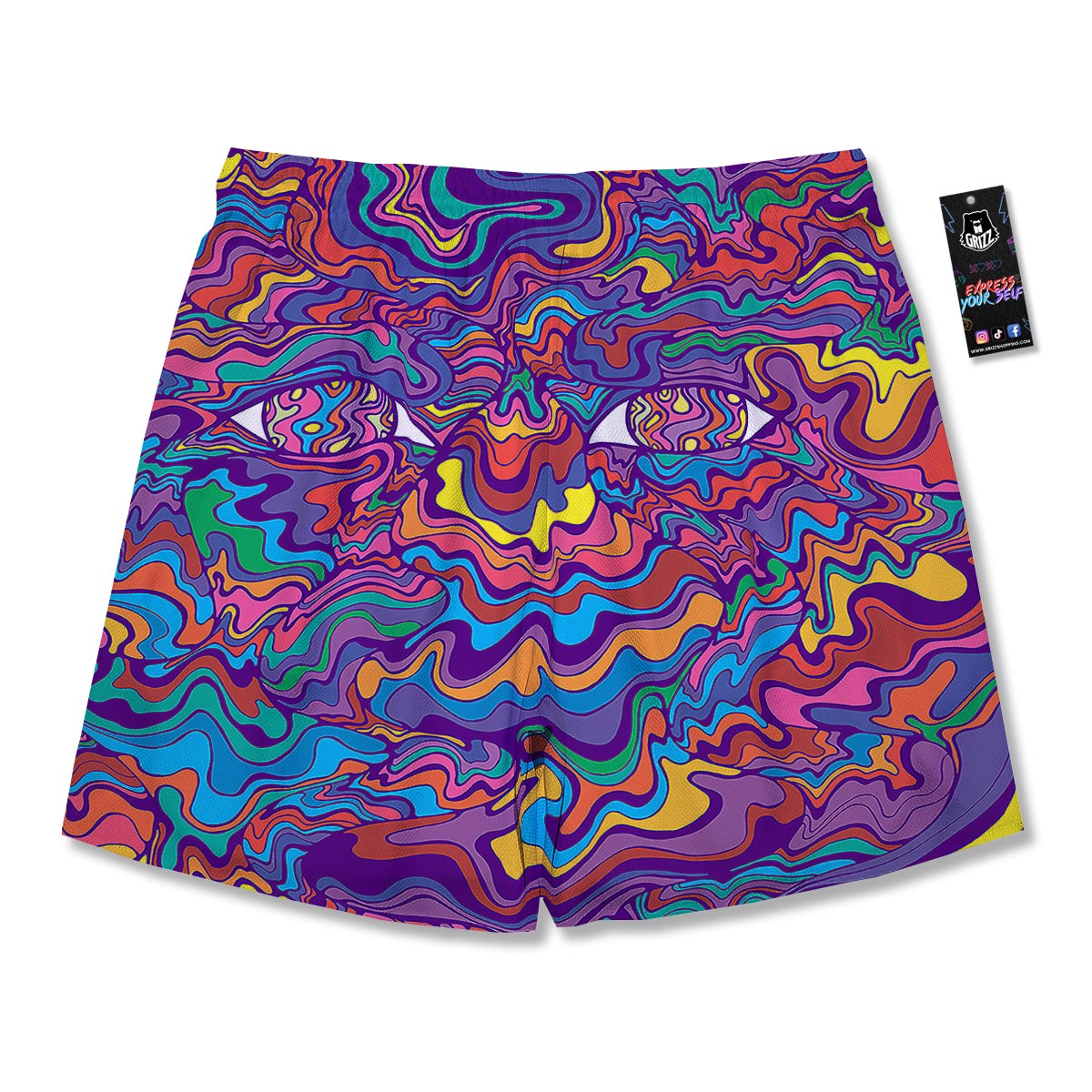 Rave Trippy Print Men's Running Shorts-grizzshop