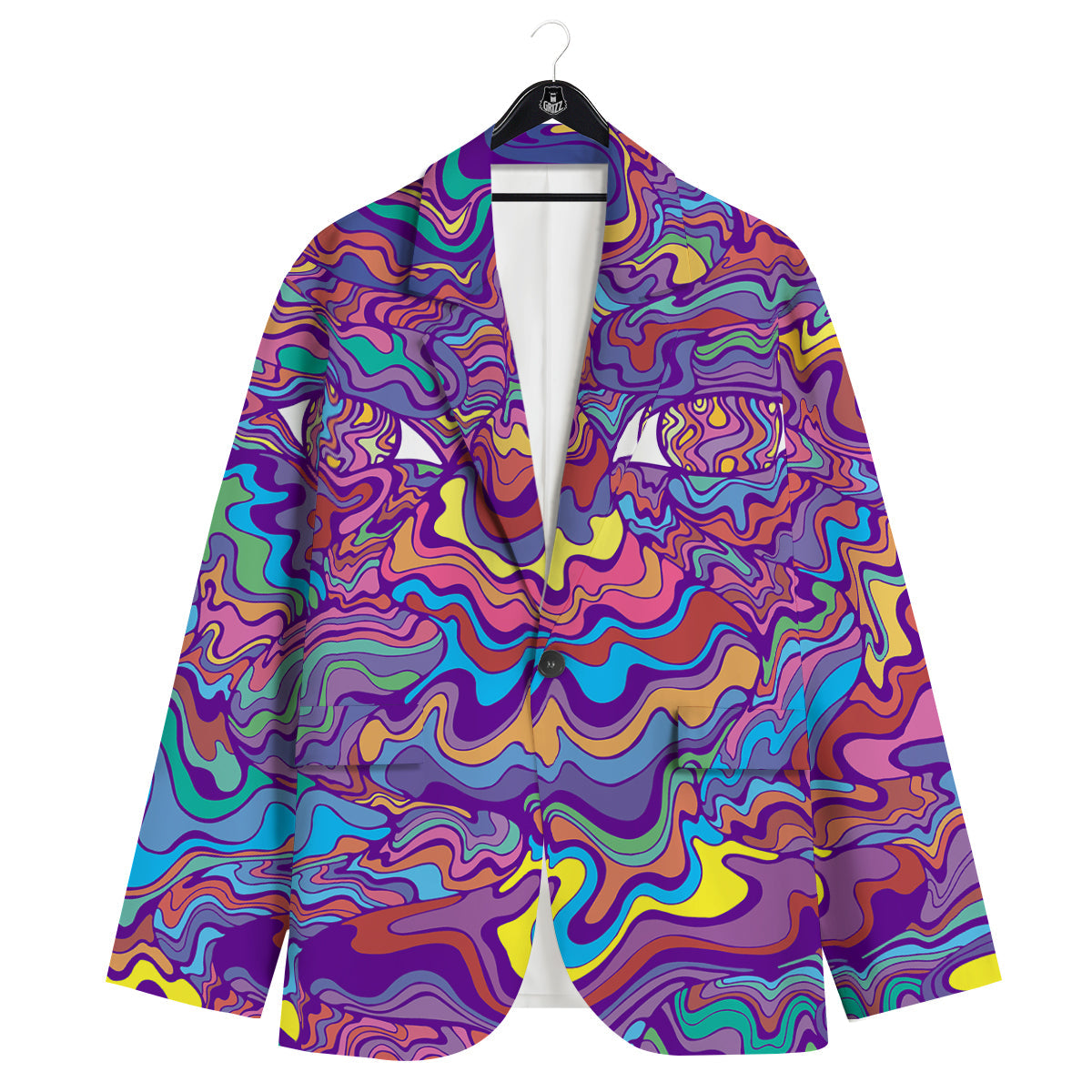 Rave Trippy Print Men's Sport Coat-grizzshop