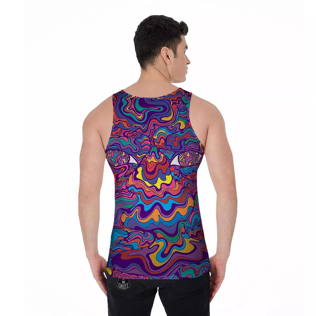 Rave Trippy Print Men's Tank Top-grizzshop