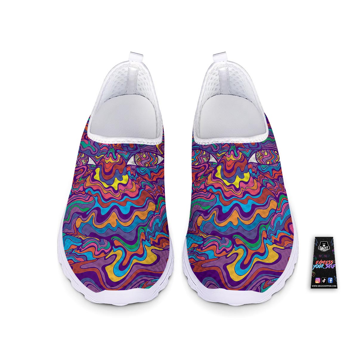 Rave Trippy Print Nurse Shoes-grizzshop