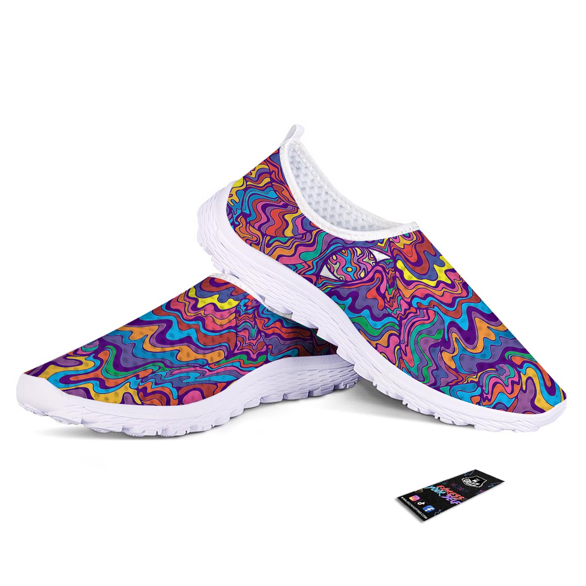 Rave Trippy Print Nurse Shoes-grizzshop