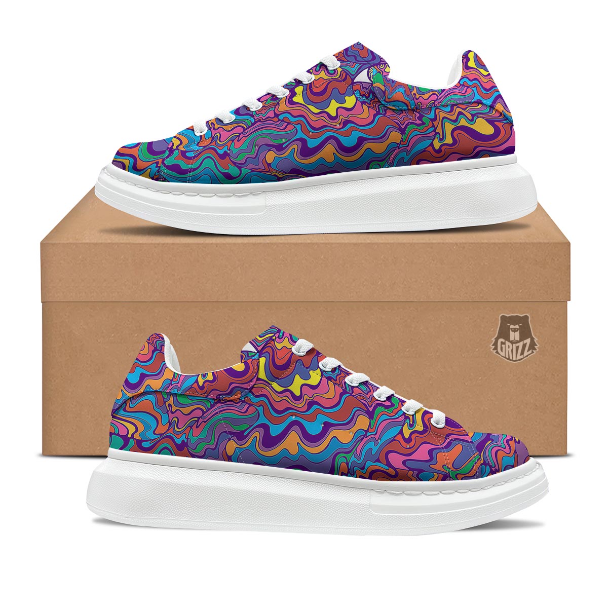 Rave Trippy Print Platform Shoes-grizzshop