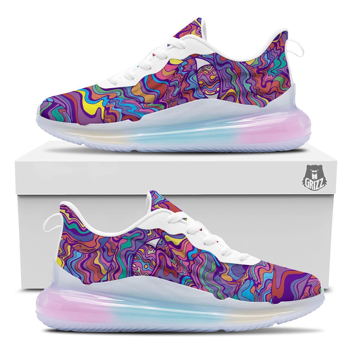 Rave Trippy Print Running Sneakers-grizzshop