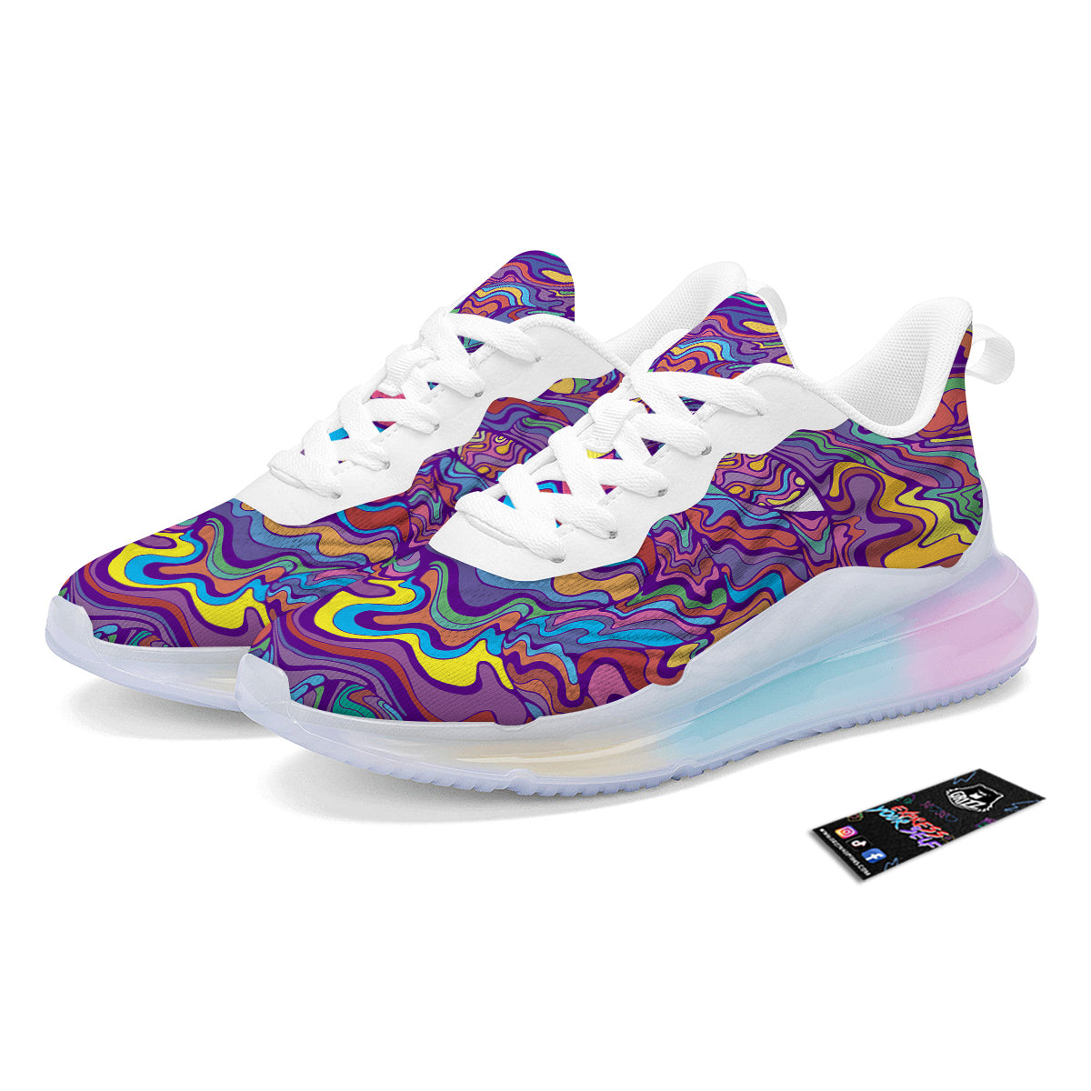 Rave Trippy Print Running Sneakers-grizzshop