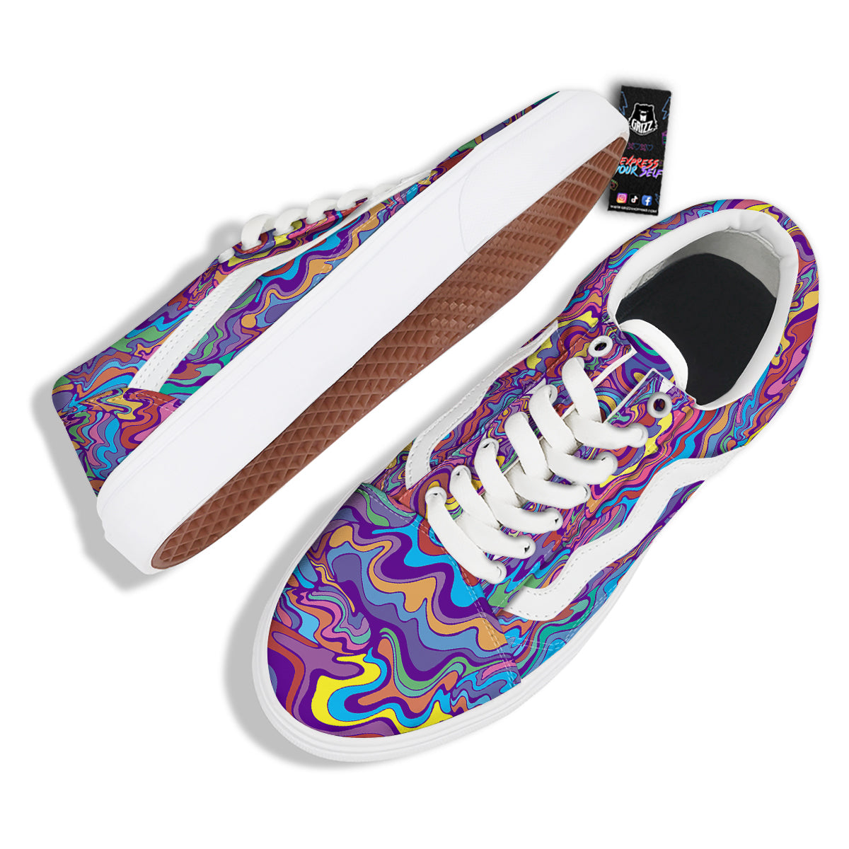 Rave Trippy Print Skate Shoes-grizzshop