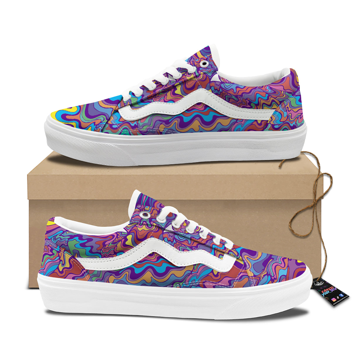 Rave Trippy Print Skate Shoes-grizzshop