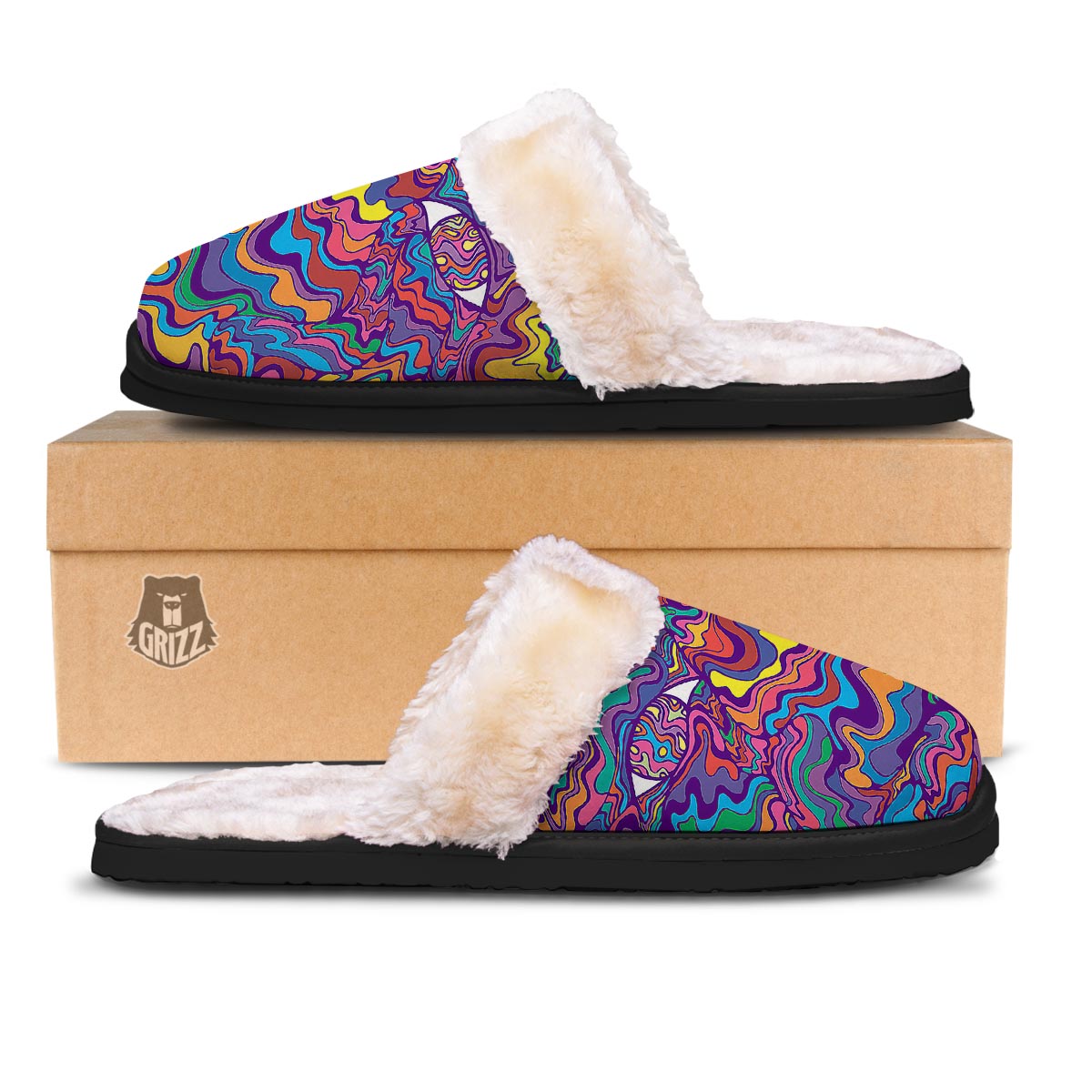 Rave Trippy Print Slippers-grizzshop