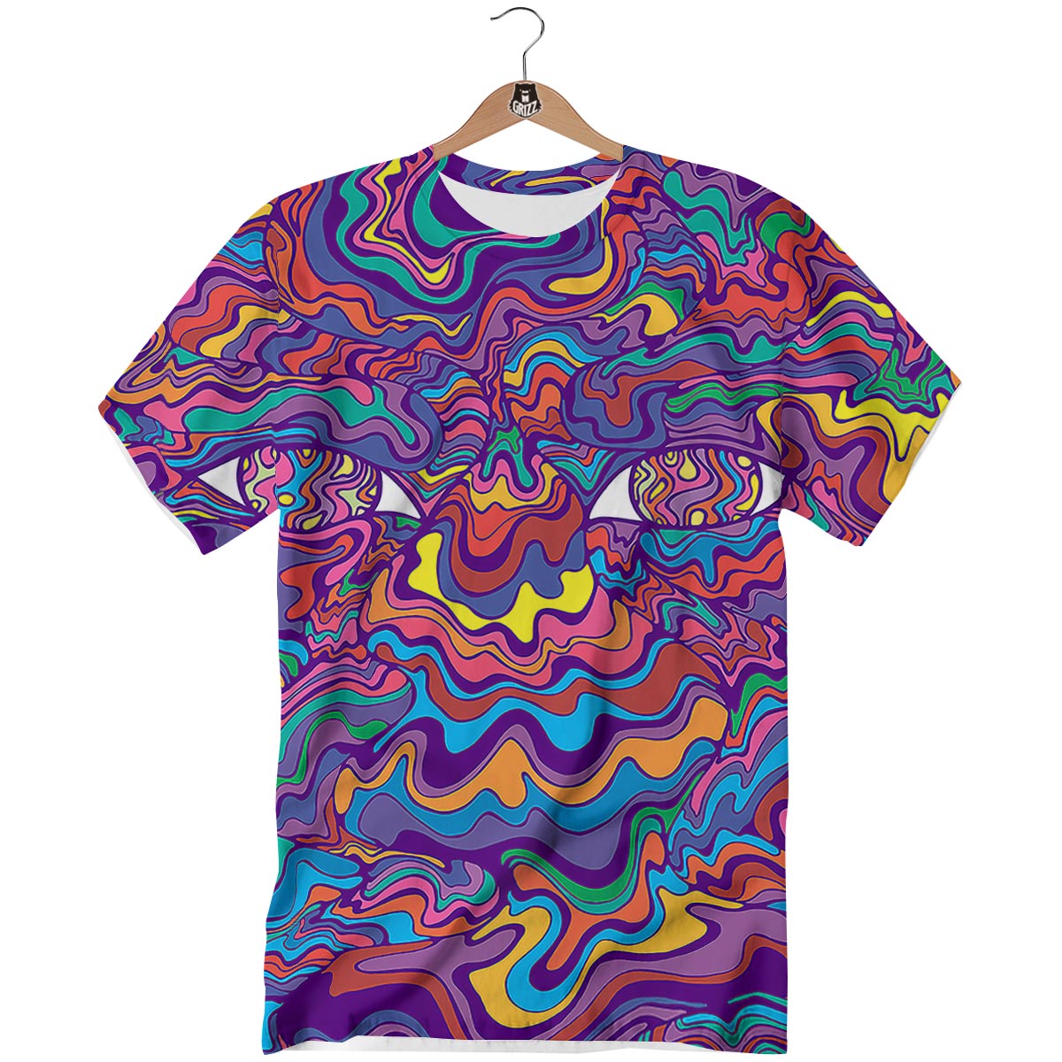 Rave Trippy Print T-Shirt-grizzshop