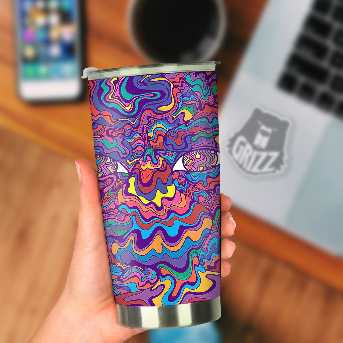 Rave Trippy Print Tumbler-grizzshop