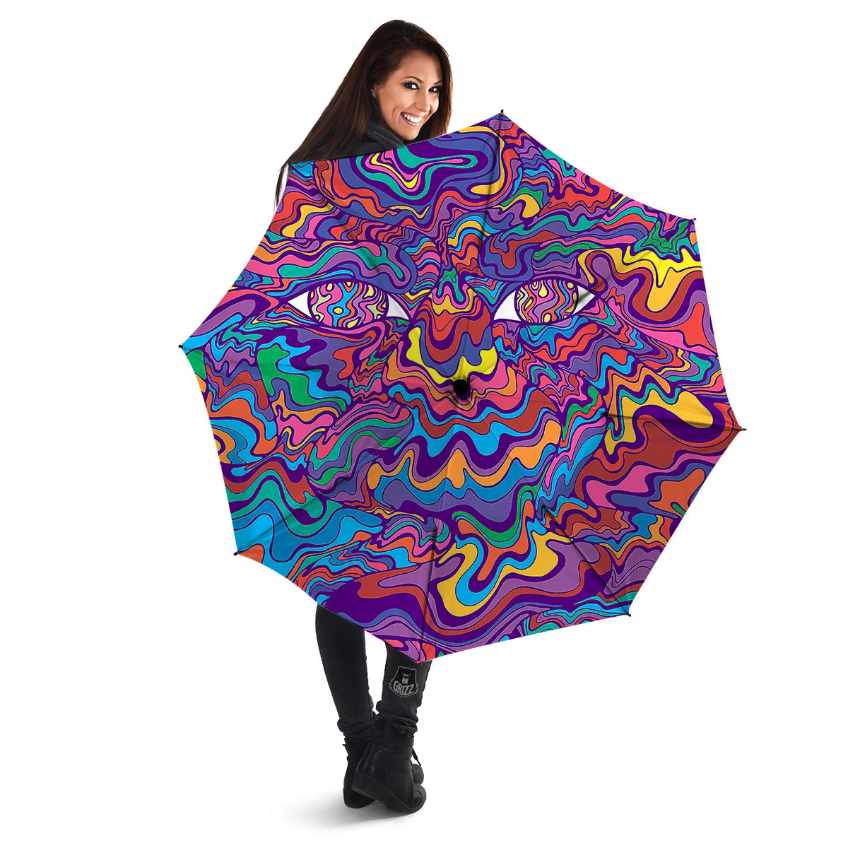 Rave Trippy Print Umbrella-grizzshop