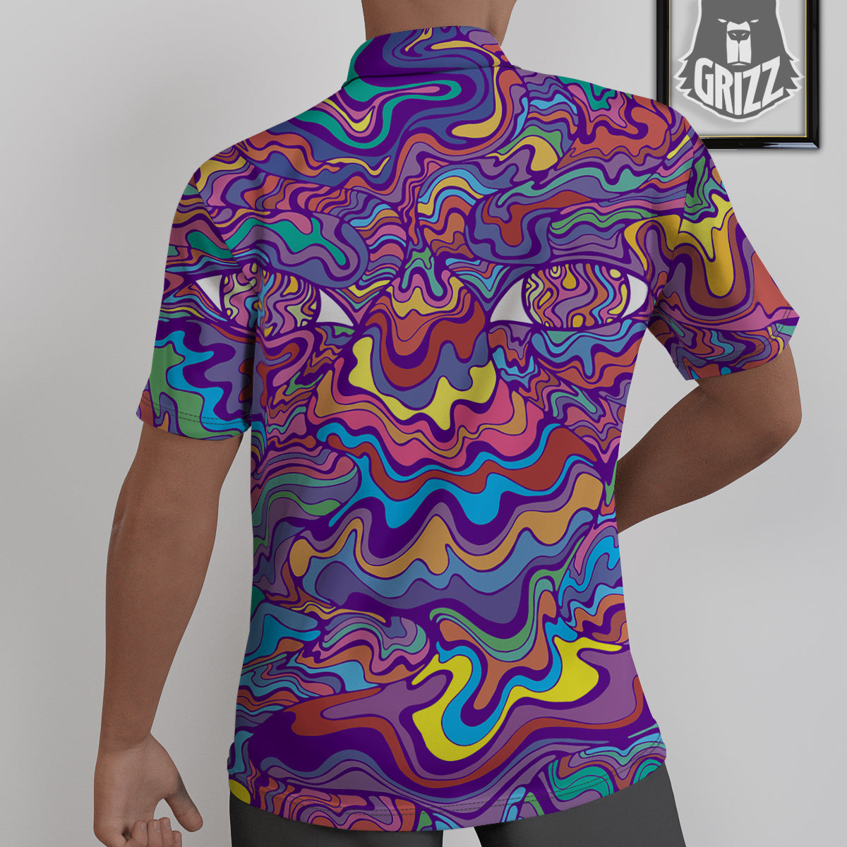 Rave Trippy Print Untucked Shirts-grizzshop