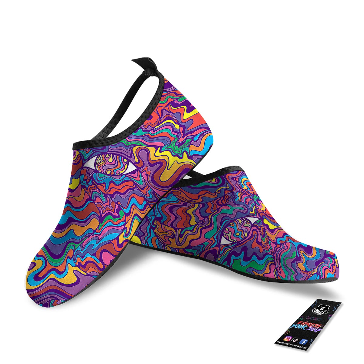 Rave Trippy Print Water Shoes-grizzshop