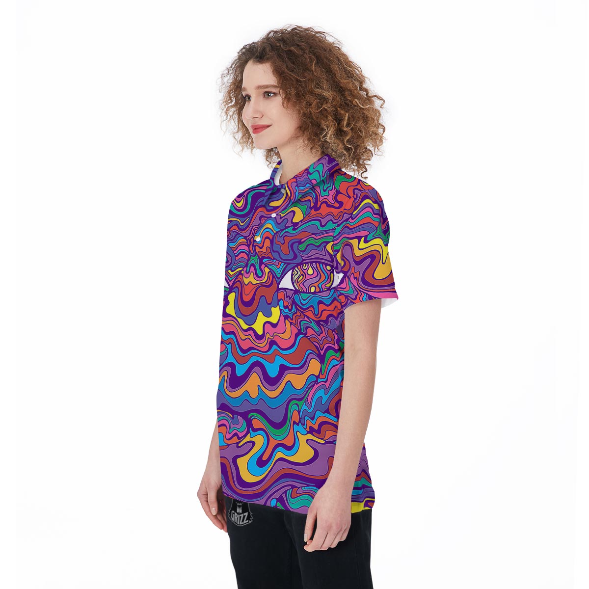 Rave Trippy Print Women's Golf Shirts-grizzshop