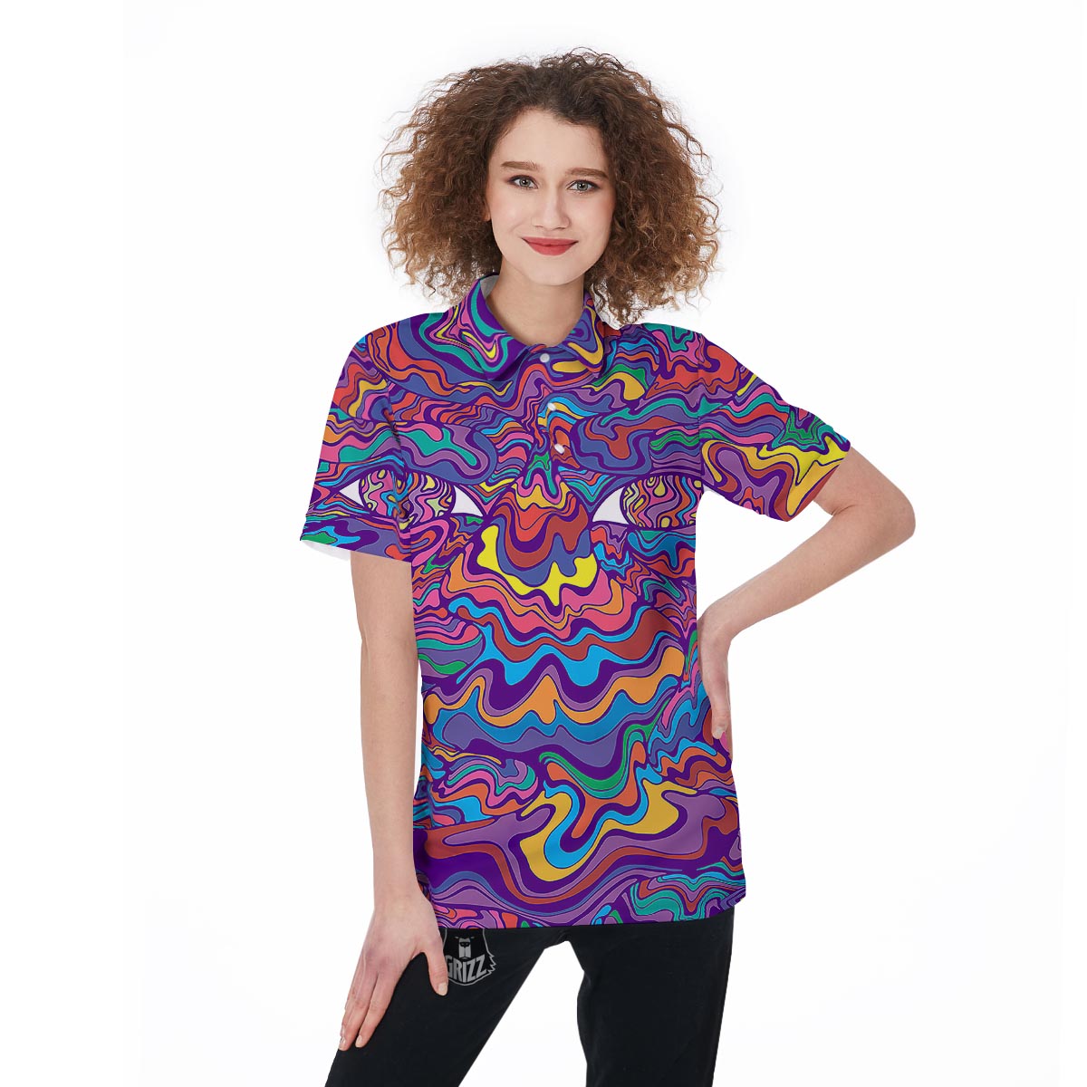 Rave Trippy Print Women's Golf Shirts-grizzshop