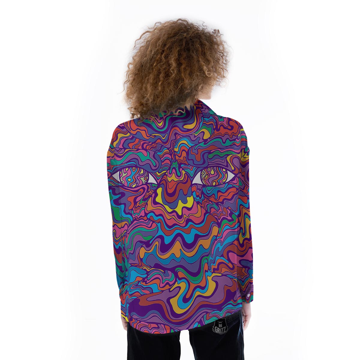 Rave Trippy Print Women's Long Sleeve Shirts-grizzshop