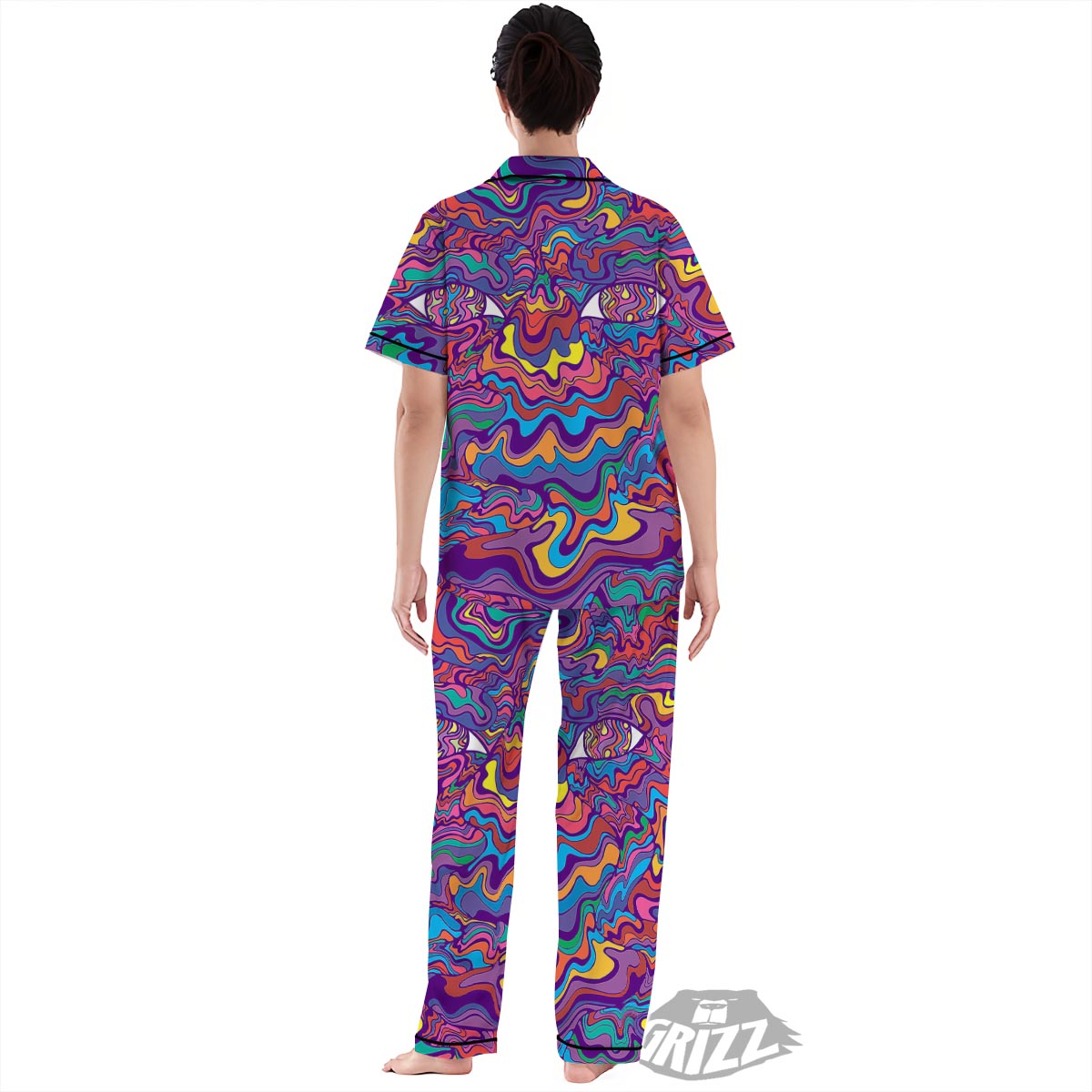Rave Trippy Print Women's Pajamas Set-grizzshop