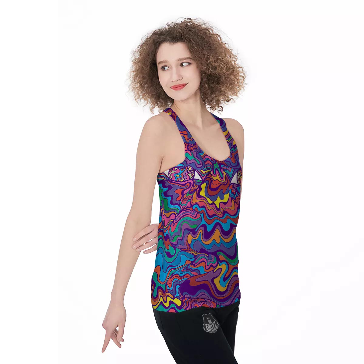 Rave Trippy Print Women's Racerback Tank Top-grizzshop