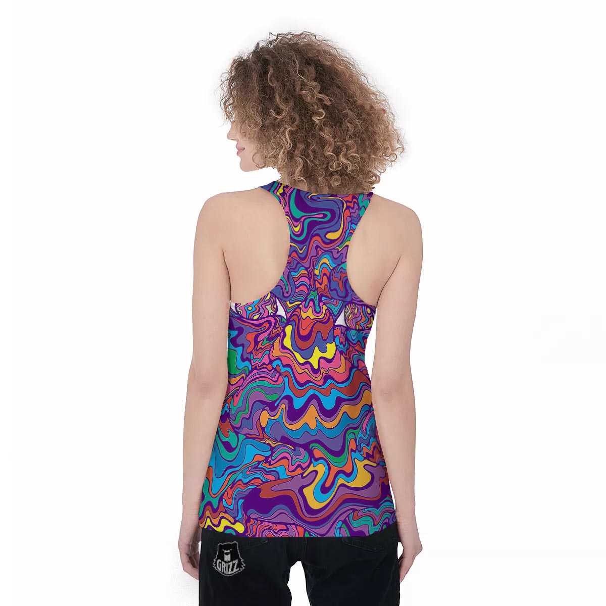 Rave Trippy Print Women's Racerback Tank Top-grizzshop