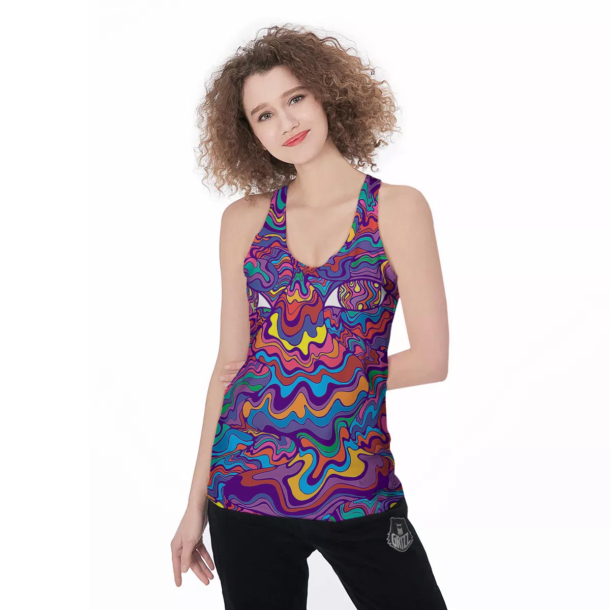 Rave Trippy Print Women's Racerback Tank Top-grizzshop