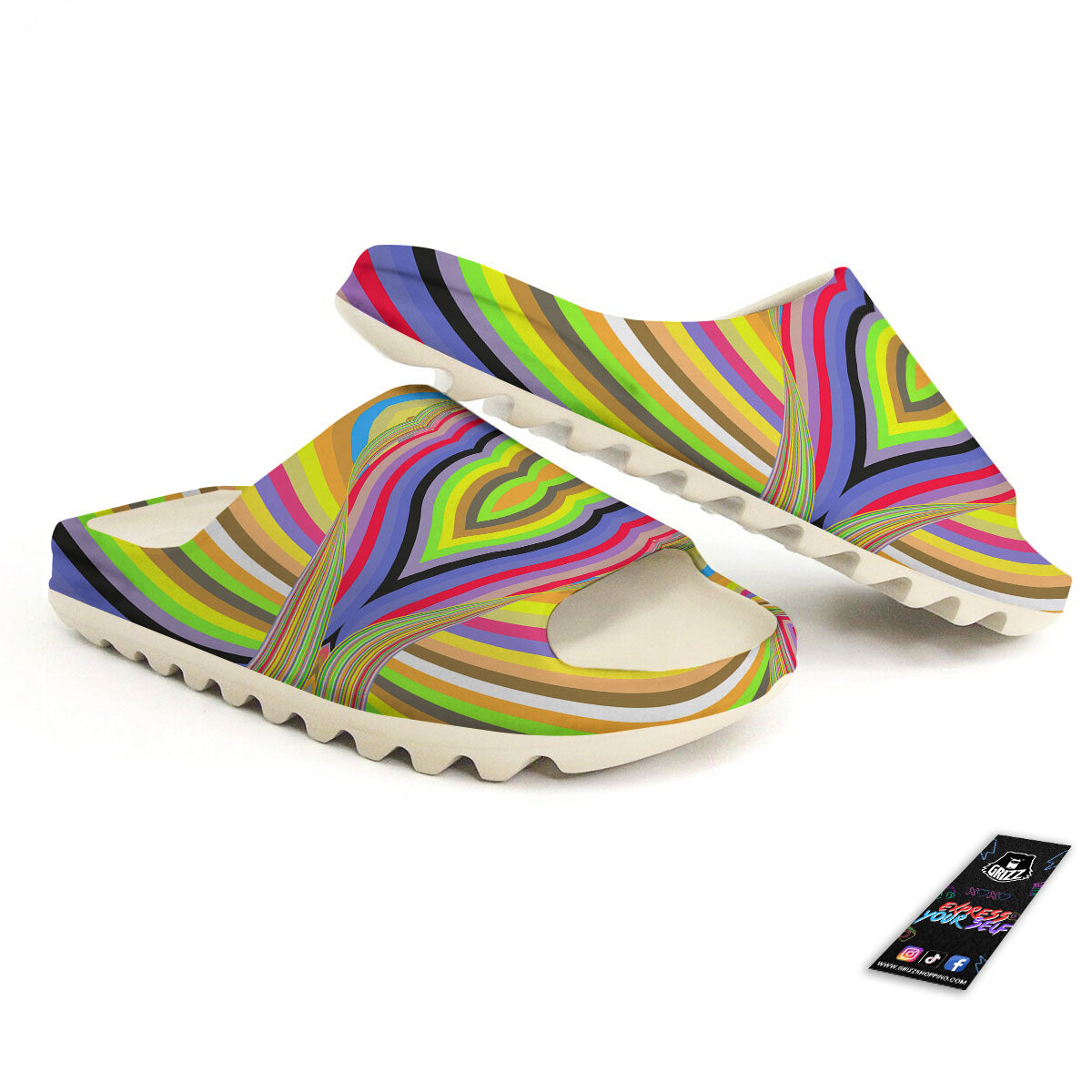 Rave Rainbow Print Pattern Sandals-grizzshop
