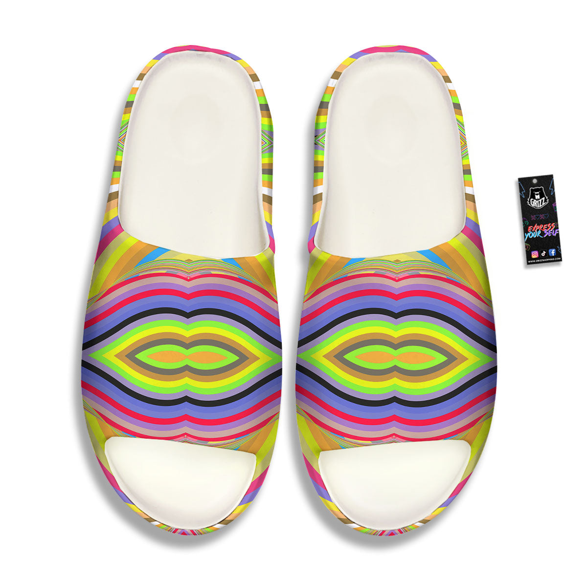 Rave Rainbow Print Pattern Sandals-grizzshop