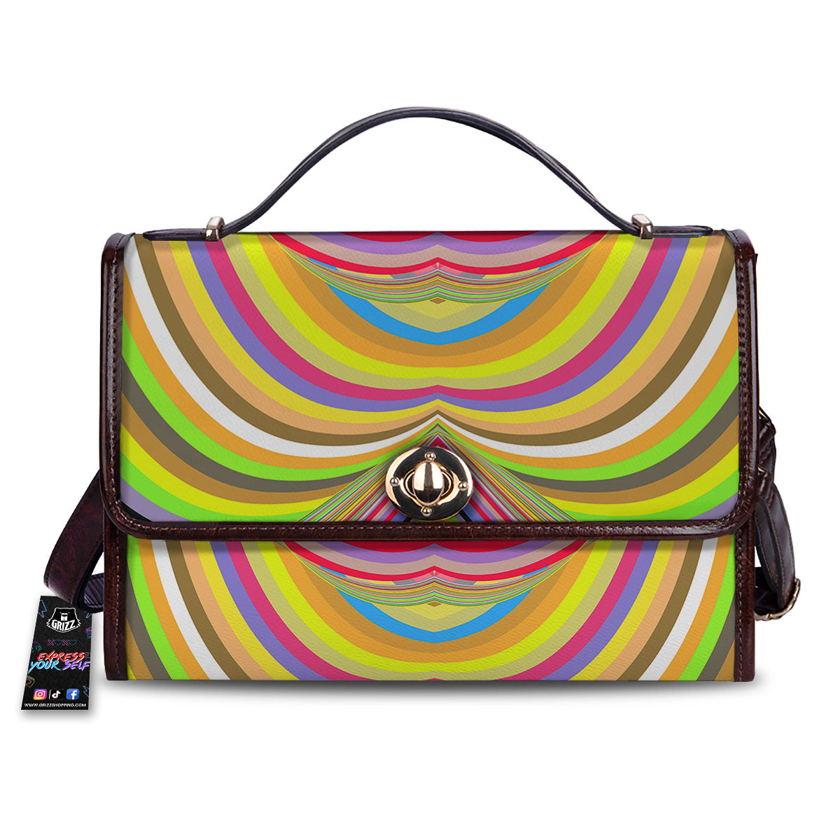 Rave Rainbow Print Pattern Women's Satchel Bag