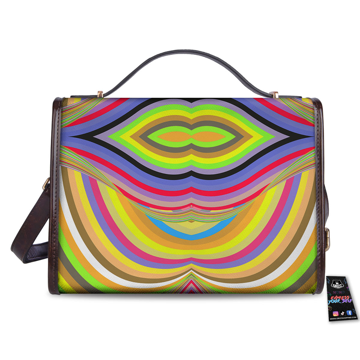 Rave Rainbow Print Pattern Women's Satchel Bag
