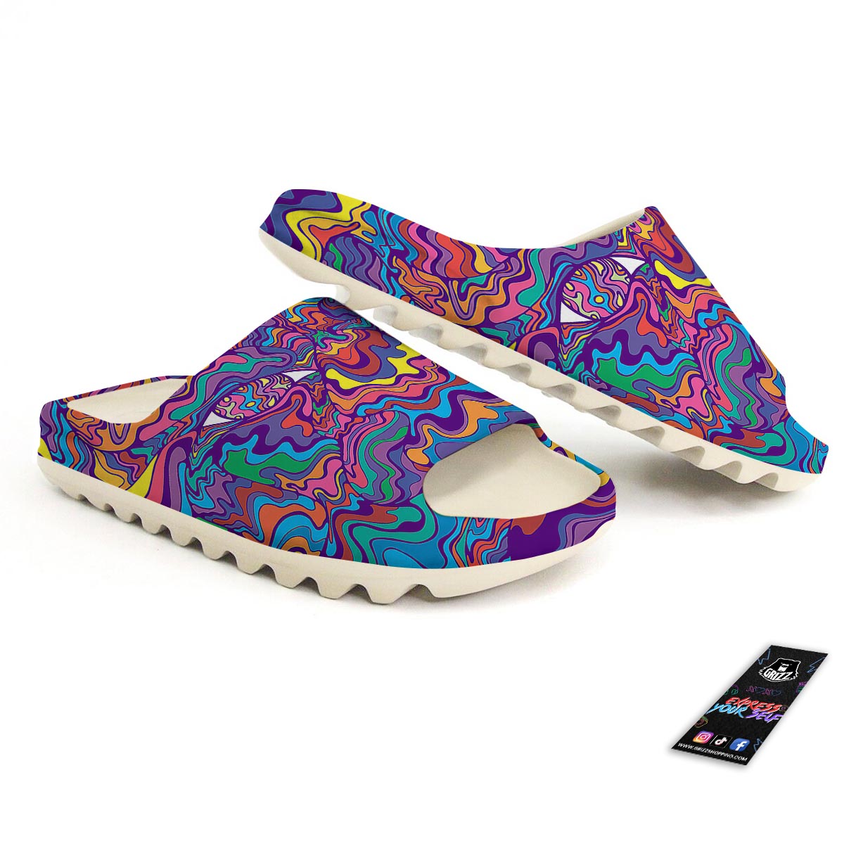 Rave Trippy Print Sandals-grizzshop