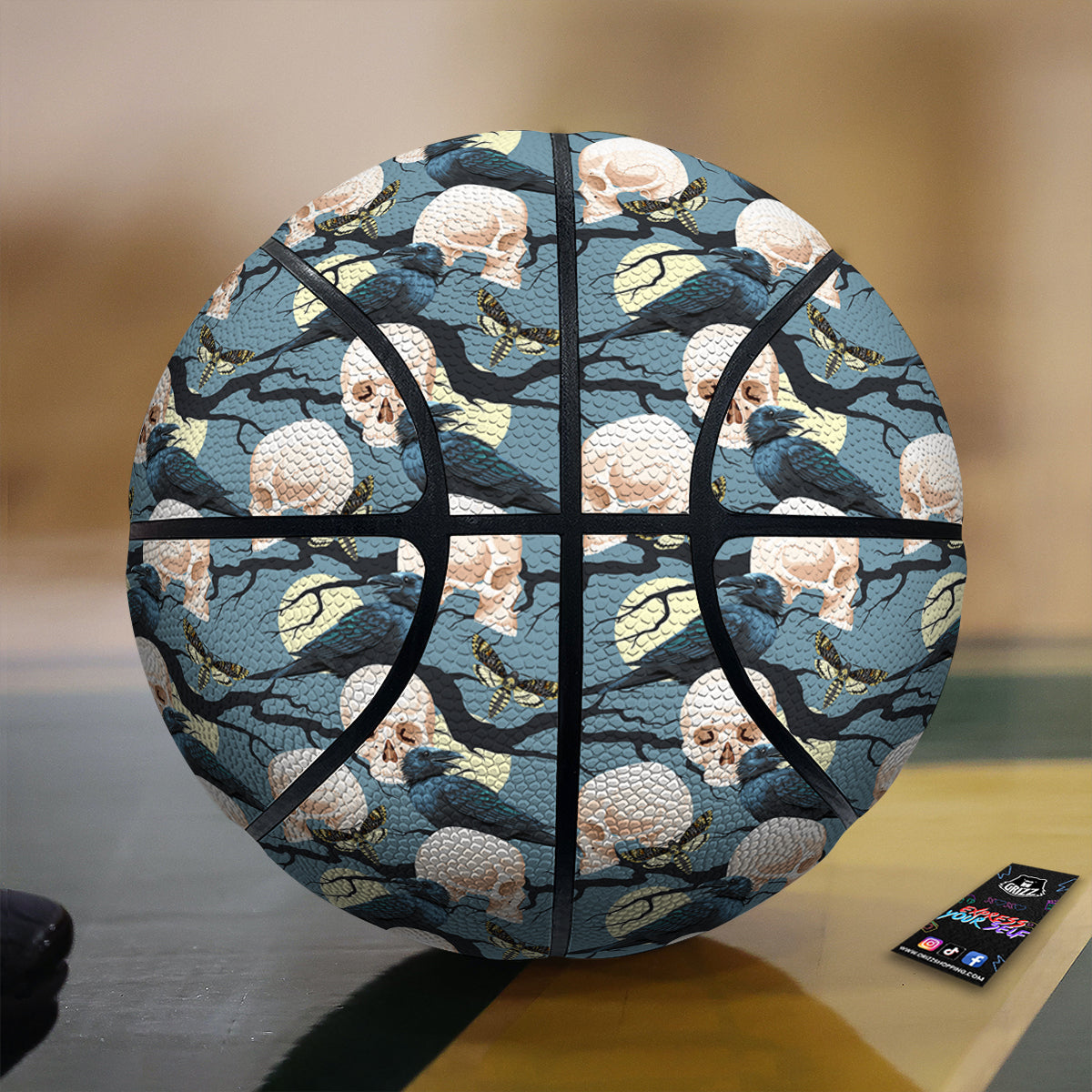 Raven Skull Print Pattern Basketball-grizzshop
