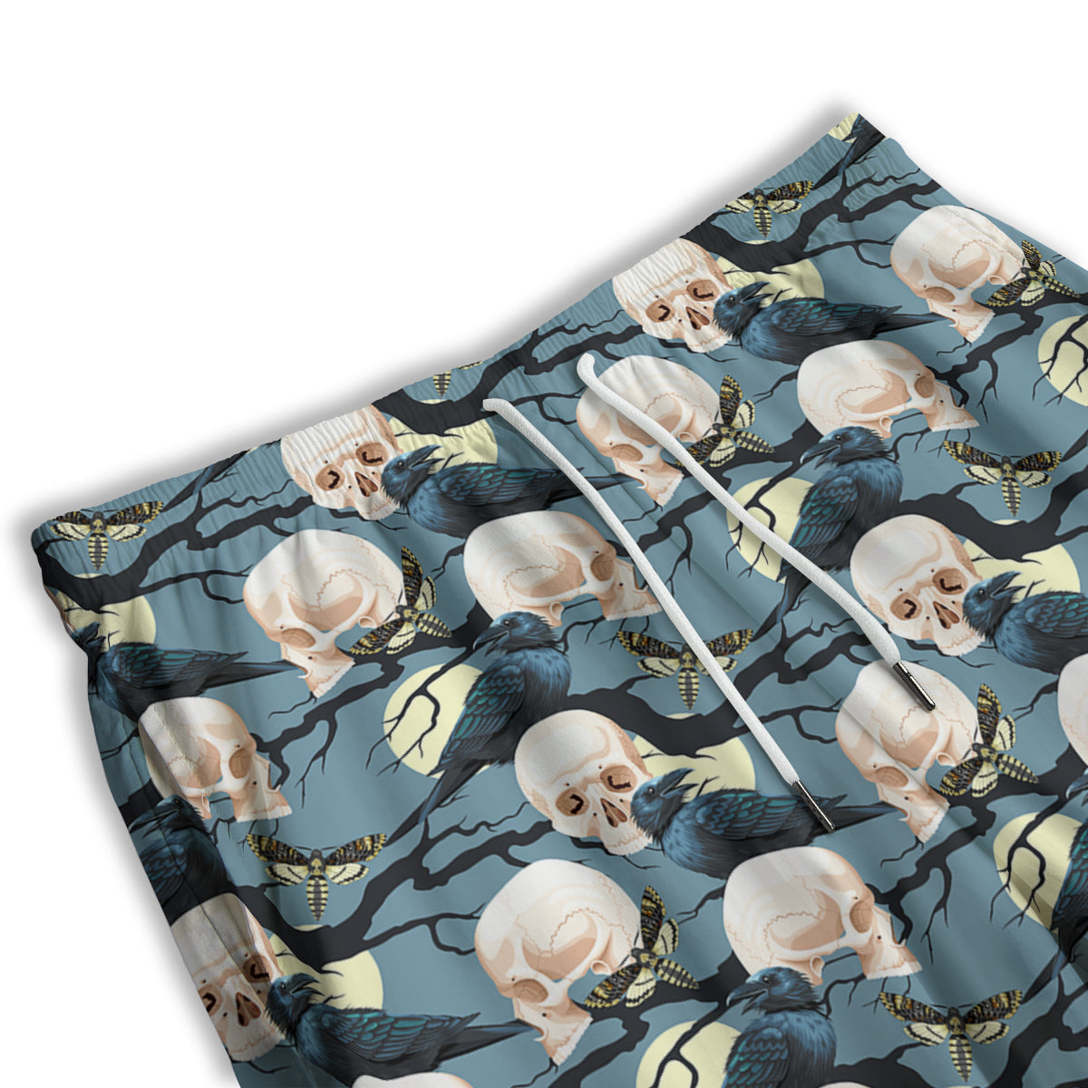 Raven Skull Print Pattern Men's Athletic Shorts