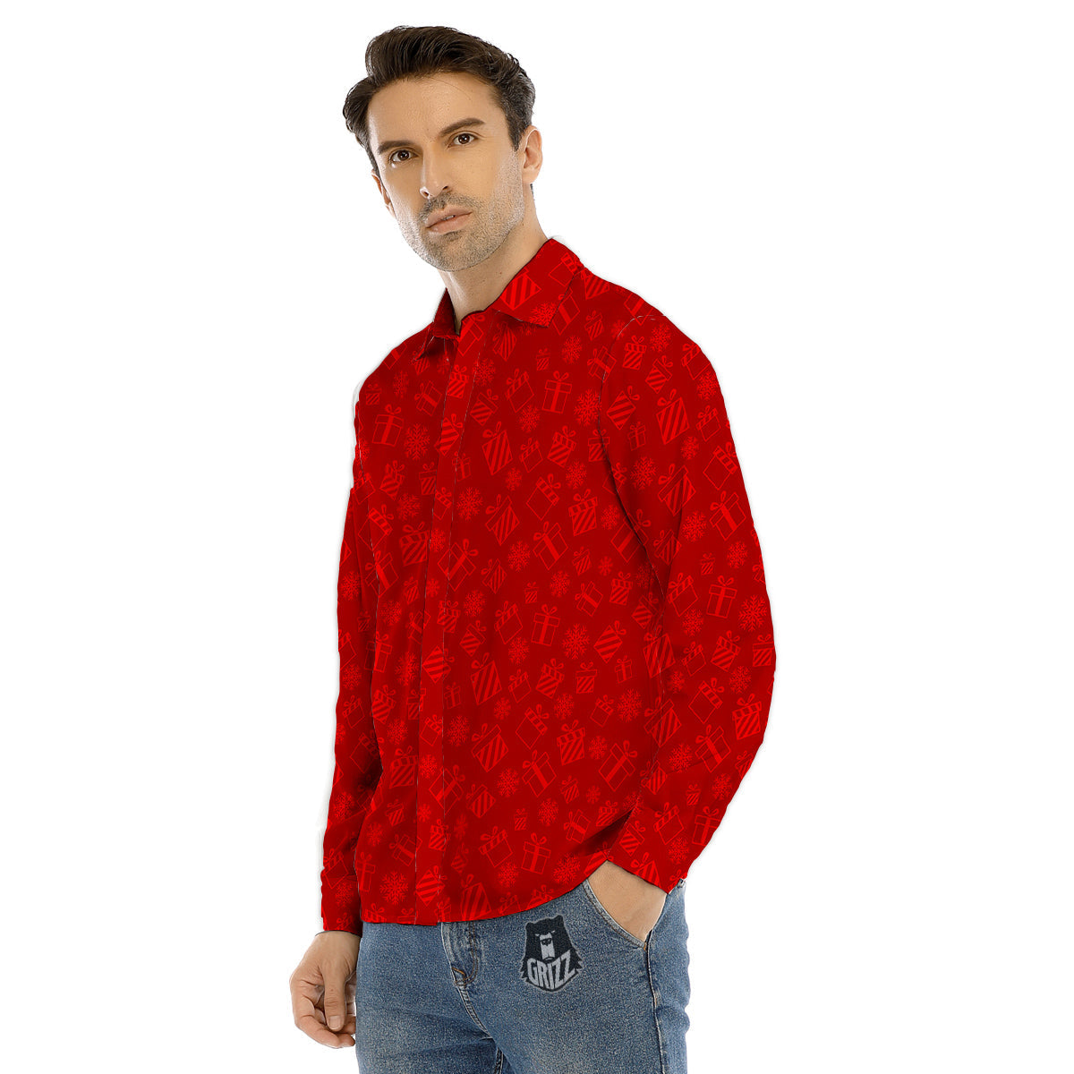 Raven Skull Print Pattern Men's Dress Shirts-grizzshop