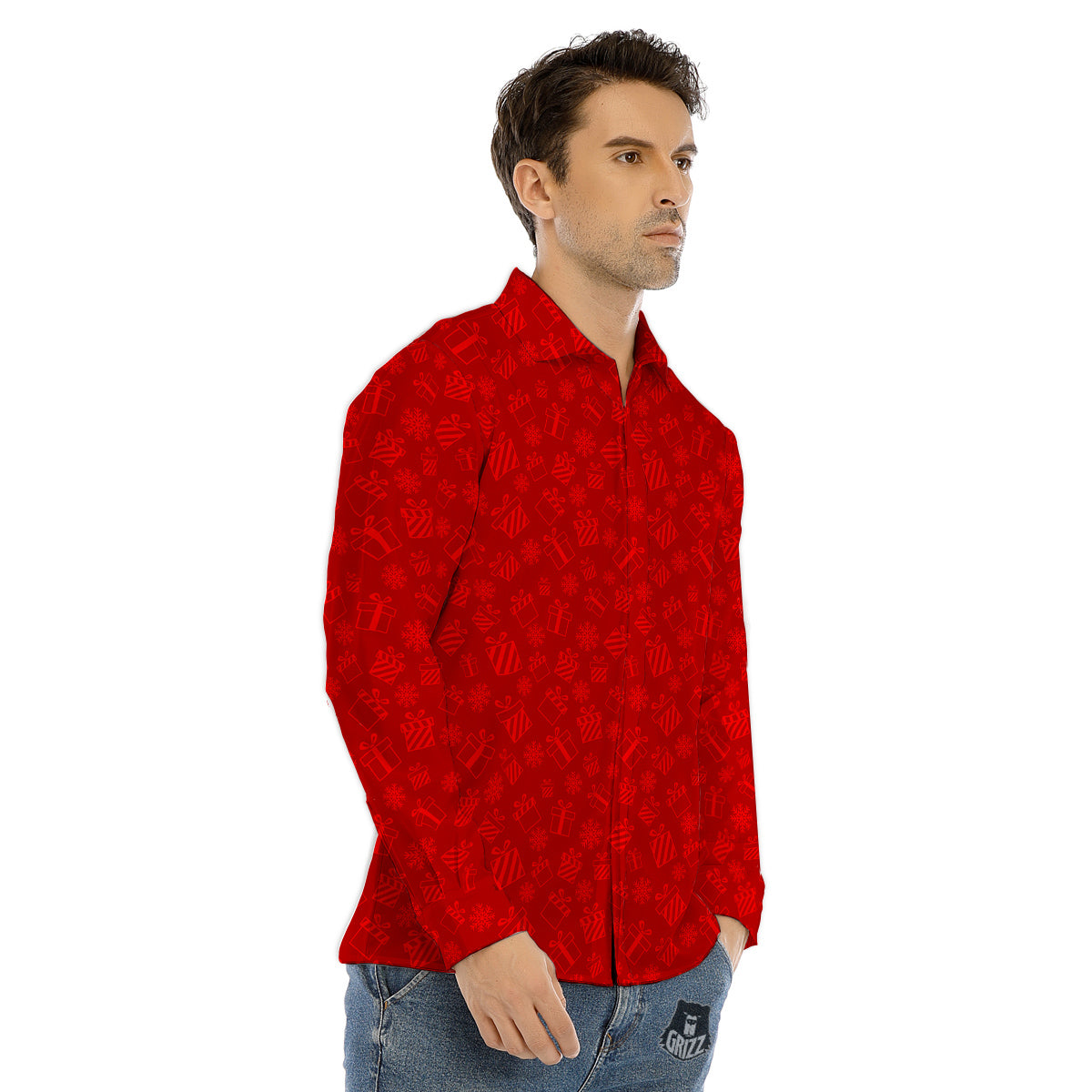 Raven Skull Print Pattern Men's Dress Shirts-grizzshop