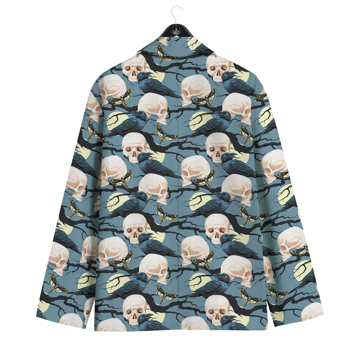Raven Skull Print Pattern Men's Sport Coat-grizzshop