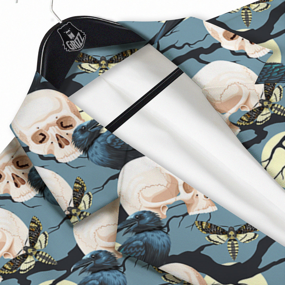 Raven Skull Print Pattern Men's Sport Coat-grizzshop