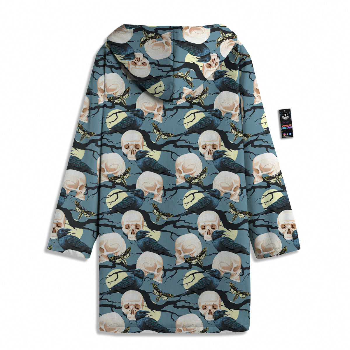 Raven Skull Print Pattern Men's Windbreaker Jacket-grizzshop