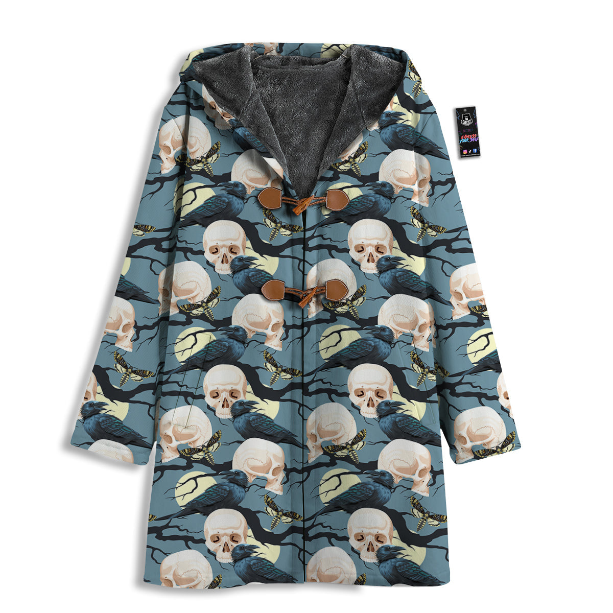 Raven Skull Print Pattern Men's Windbreaker Jacket-grizzshop
