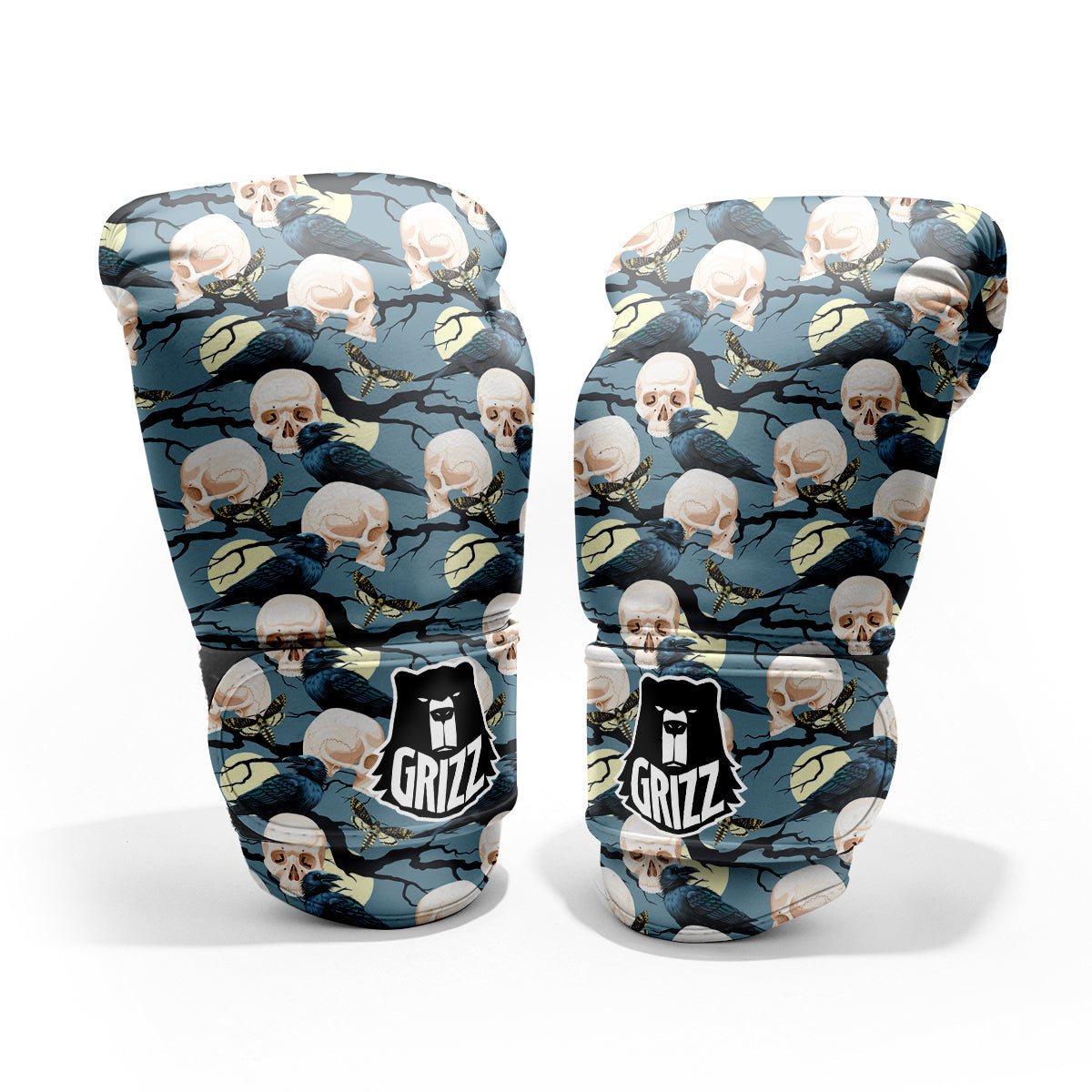 Raven Skull Print Pattern Pro Boxing Glove