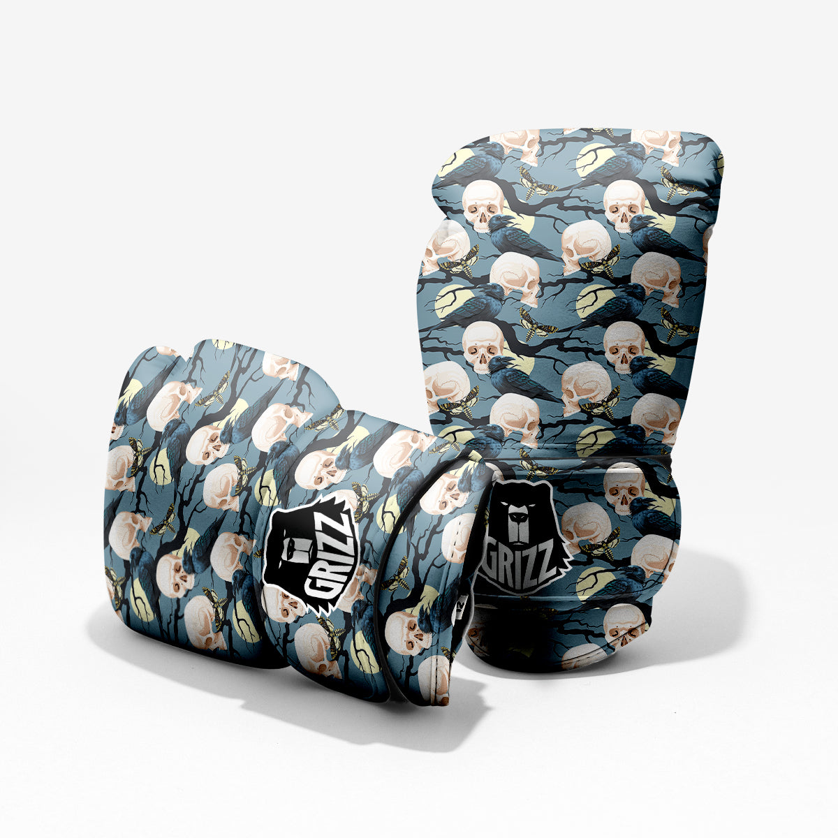 Raven Skull Print Pattern Pro Boxing Glove