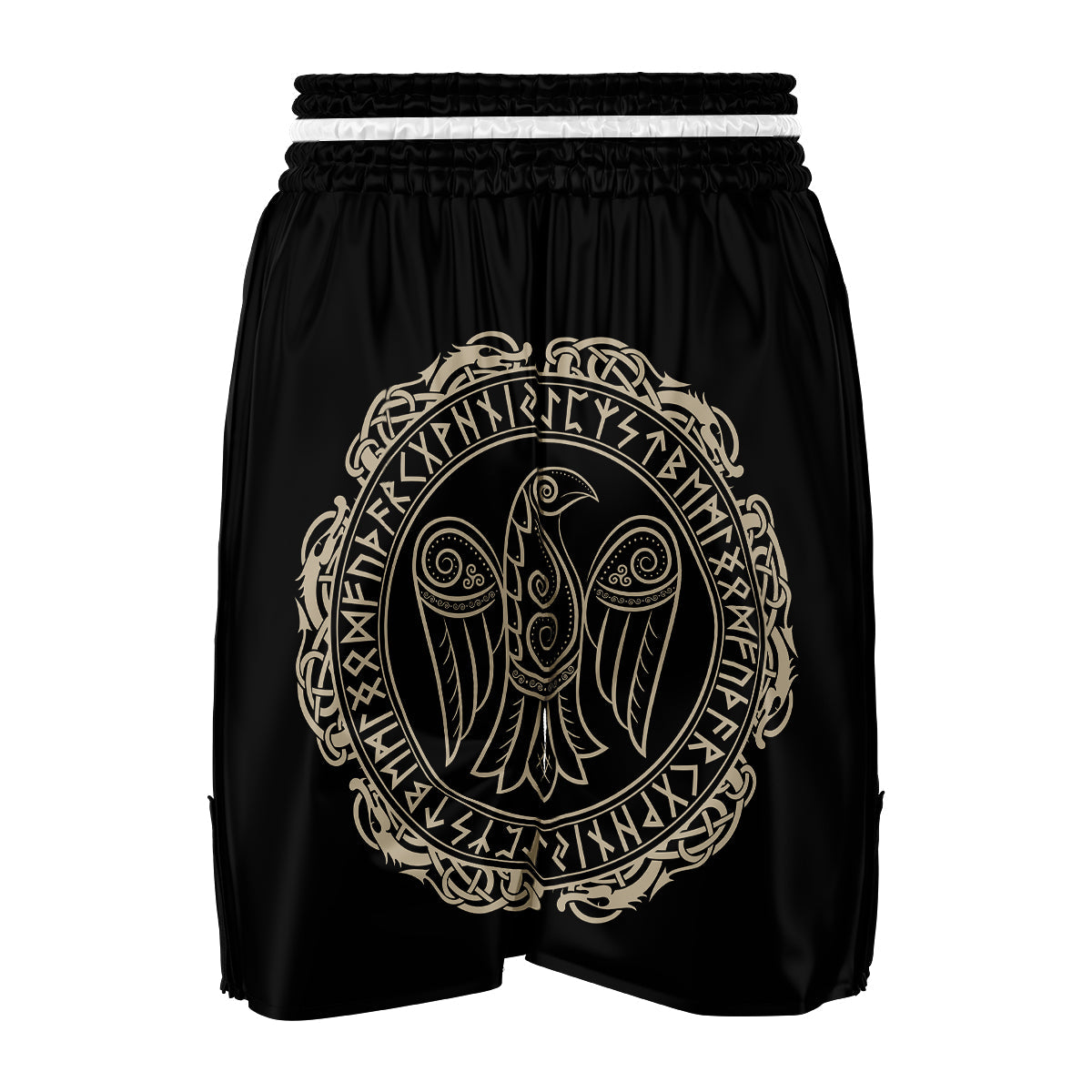 Raven Viking Odin Sword Print Boxing Shorts-grizzshop