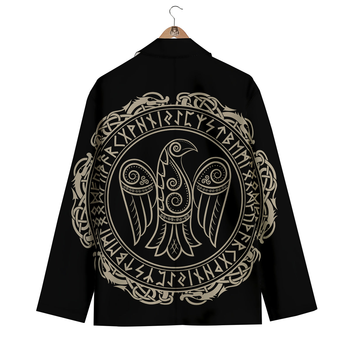 Raven Viking Odin Sword Print Men's Blazer-grizzshop