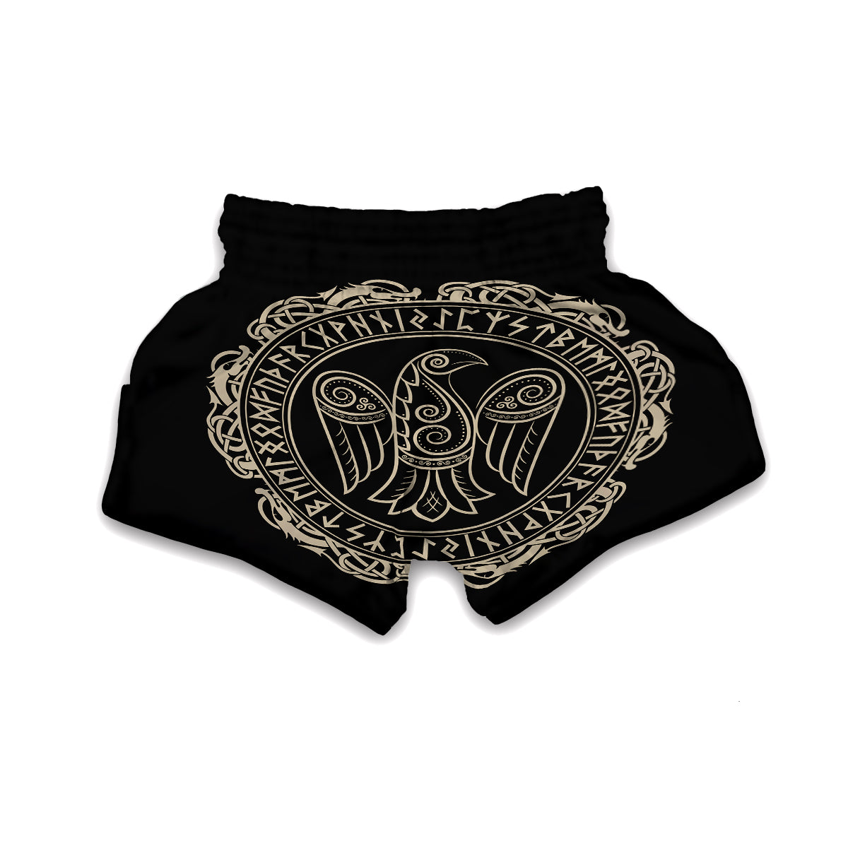 Raven Viking Odin Sword Print Muay Thai Boxing Shorts-grizzshop