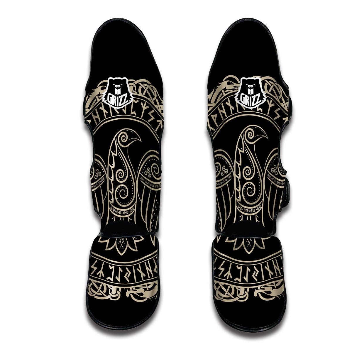 Raven Viking Odin Sword Print Muay Thai Shin Guards-grizzshop