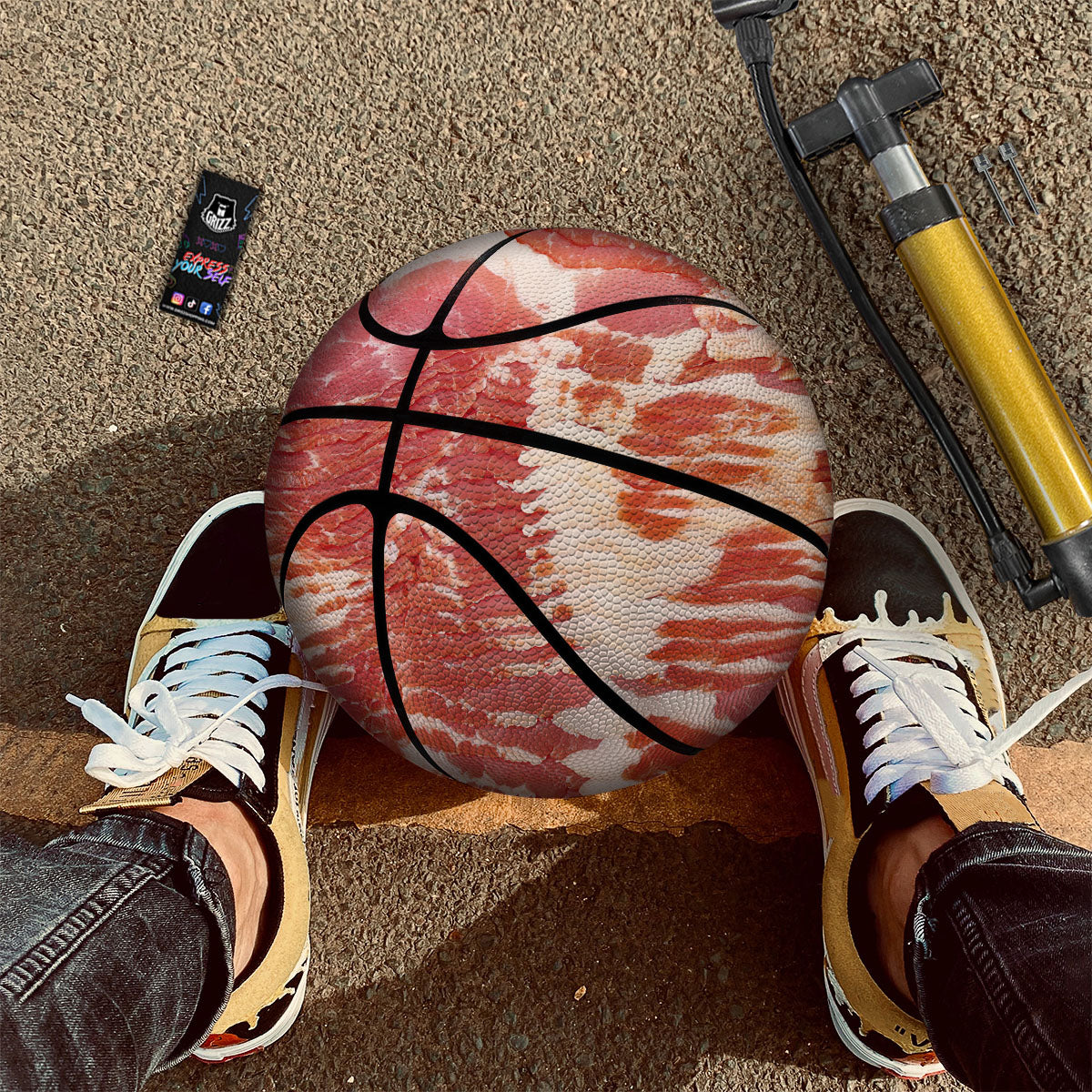 Raw Bacon Print Basketball-grizzshop