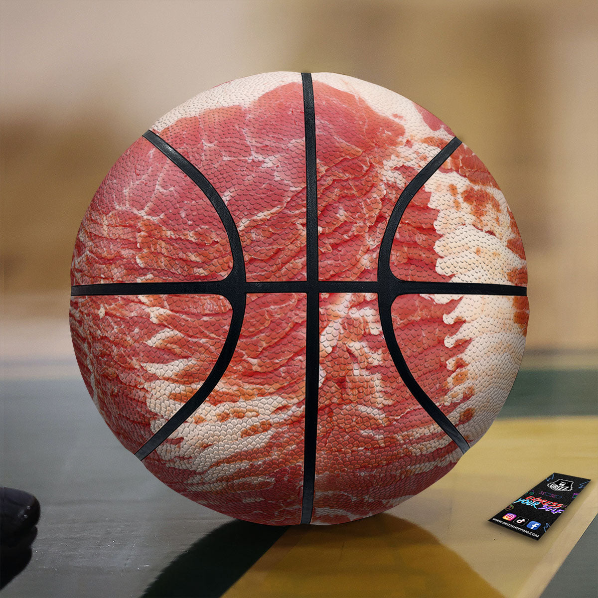 Raw Bacon Print Basketball-grizzshop